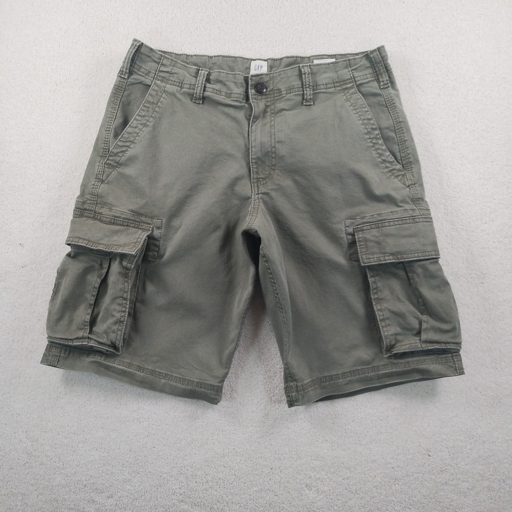 Gap Cargo Shorts Men's 32 Olive Green Loose Fit Surplus Stretch Military Utility